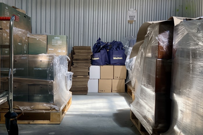 Pallets of packed goods